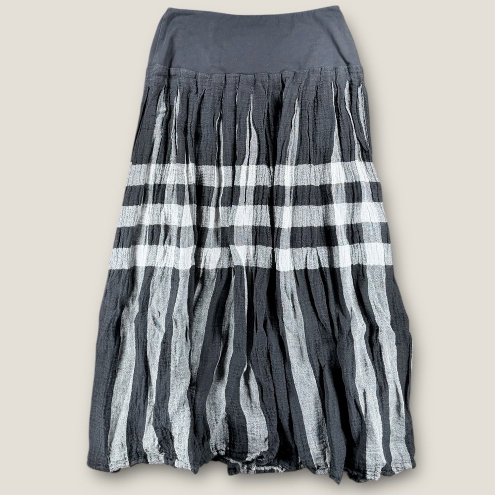 Ivan Grundahl Copenhagen Linen Stripe Maxi Skirt Black White Pleated EU 38 US 6